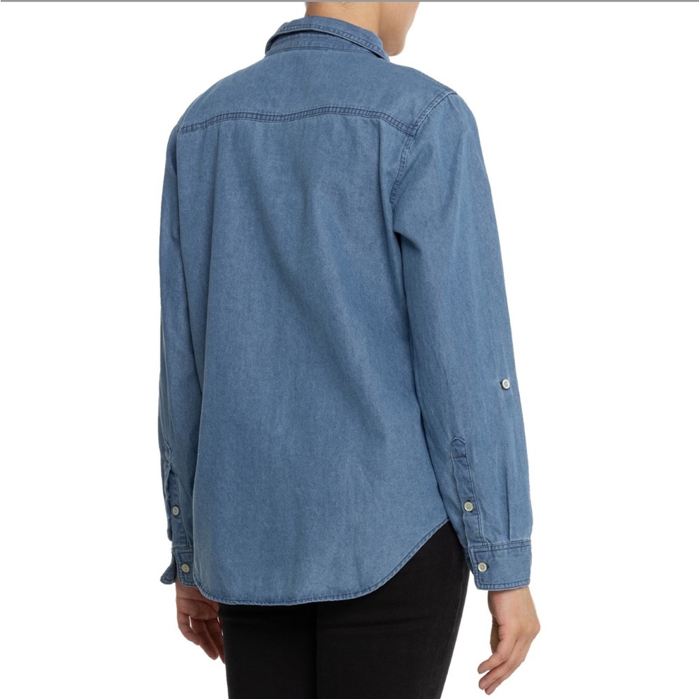 NWT Womens Lucky Brand Indigo Chambray Button Down Shirt - Picture 2 of 7